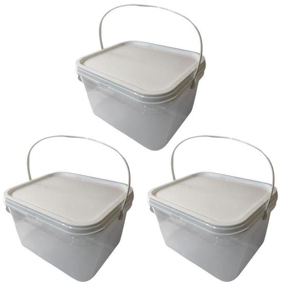 Imagem de Balde Retangularcom Tampa -Kit 3 Pçs