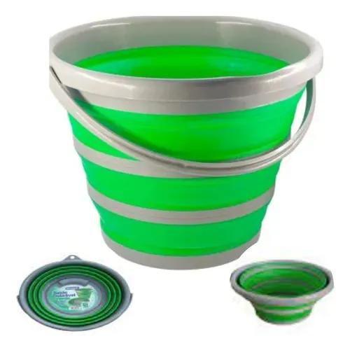 Imagem de Balde Retrátil Flexível Dobrável Silicone 10L Verde