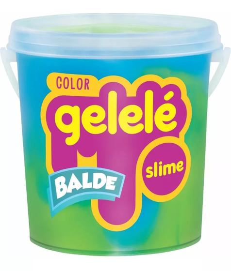 Imagem de Balde Slime Color Gelelé Doce Brinquedo 457g 2 Cores Azul e Verde