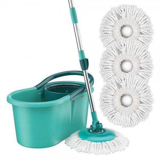 Balde Spin Mop 360 Com Esfregão completo com 4 Refil - Flash Limp Menor preço em Balde Spin Mop 360 Com Esfregão completo com 4 Refil - Flash Limp