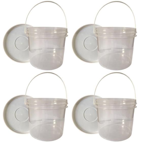 Imagem de Balde Transparente 2.2L com tampa de lacre 4 Pçs
