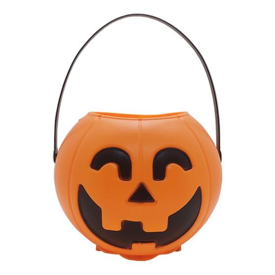 Imagem de Baldinho de Halloween com Alça - Abóbora com Som e Luz  - Laranja - 1 unidade - Rizzo