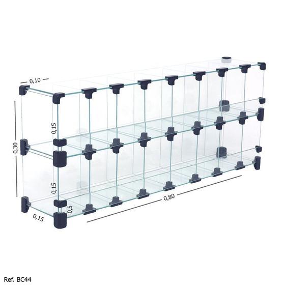 Imagem de Baleiro Expositor Modulado em Vidro - 0,80 x 0,30 x 0,15