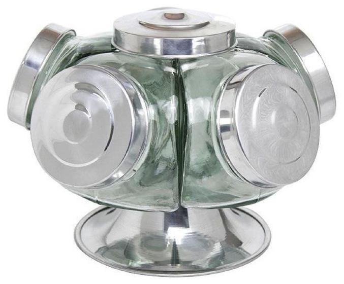 Baleiro Giratório De Vidro 28 Cm 5 Potes Bomboniere Balas Bombons 2,5 Litros Menor preço em Baleiro Giratório De Vidro 28 Cm 5 Potes Bomboniere Balas Bombons 2,5 Litros