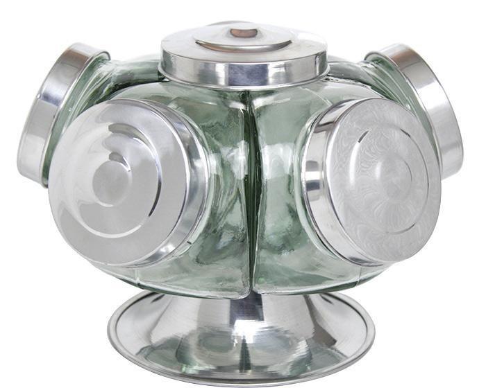 Baleiro giratório de vidro bomboniere 27cm 5 gomos 500ml Menor preço em Baleiro giratório de vidro bomboniere 27cm 5 gomos 500ml