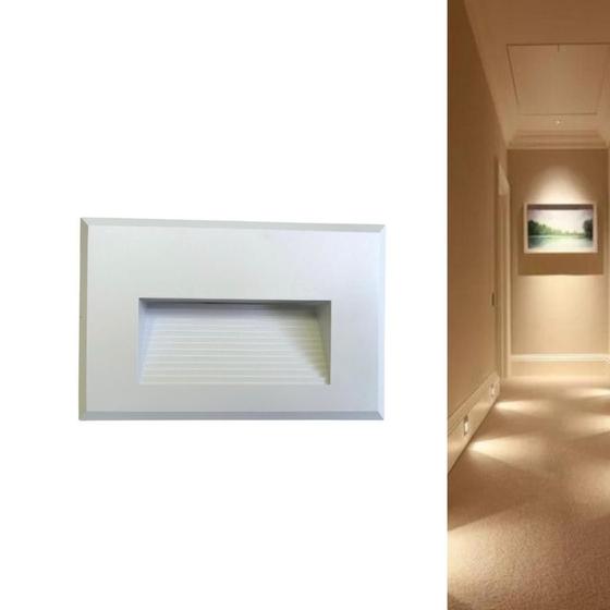 Imagem de Balizador LED 2W Embutir Horizontal 4X2 Branco 3000K Bivolt BL6722