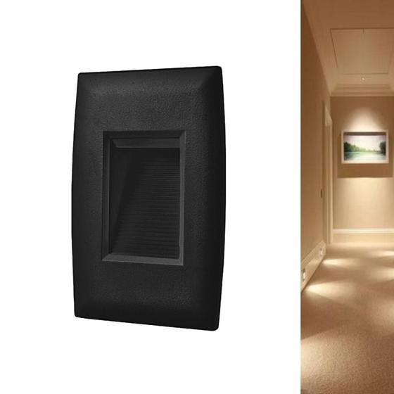 Imagem de Balizador LED 2W Step Embutir Vertical 4X2 Preto 3000K Bivolt