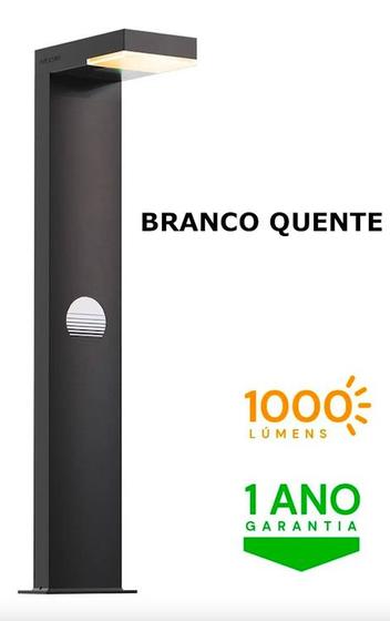 Imagem de Balizador Solar Jardim Piso Premium 100w Poste Brano Quente 12h IP65 Oversun
