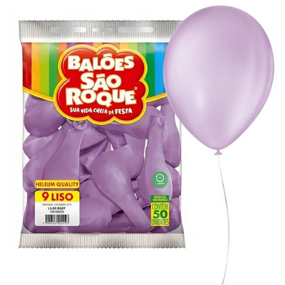 Imagem de Balões 09 Liso Com 50un Bexigas Lilás Baby 108106650 - São Roque