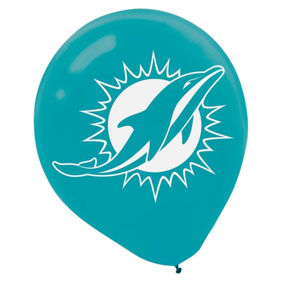 Imagem de Balões de festa Amscan Miami Dolphins azul/branco 30 cm 6 unidades