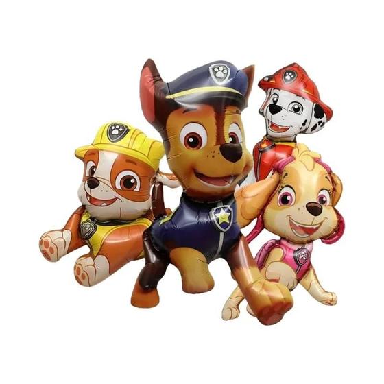 Imagem de Balões de Festa Paw Patrol - 4 Peças com Chase e Marshall - Folha de Alumínio