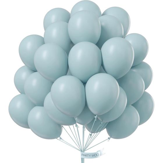 Imagem de Balões PartyWoo Pale Aqua de 12 polegadas, 100 unidades para decoração