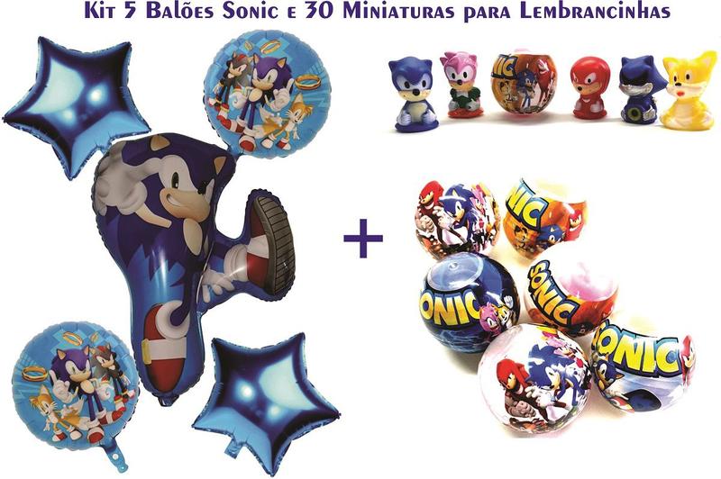 Imagem de Balões Sonic Metalizado Decoração De Festa + Lembrancinhas 