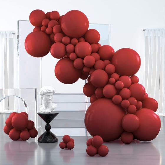 Imagem de Balões Vermelhos Ruby - Pacote com 127 Unidades de Tamanhos Variados