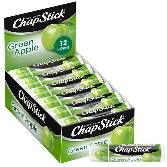 Imagem de Bálsamo labial ChapStick, hidratante labial Green Apple, pacote com 12