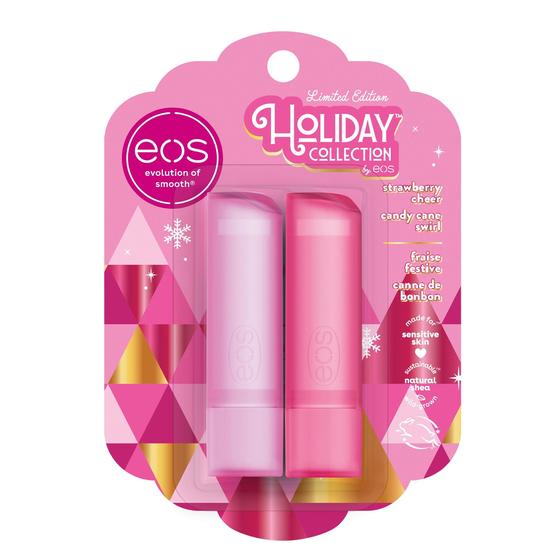 Imagem de Bálsamo labial eos Holiday Strawberry Cheer & Candy Cane Swirl 4 mL x 2