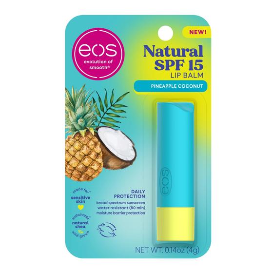 Imagem de Bálsamo Labial EOS Natural com FPS 15 - Abacaxi e Coco - Resistente à Água