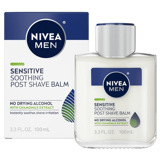 Imagem de Bálsamo pós-barbear Nivea Men Sensitive com frasco de 100 ml de vitamina E