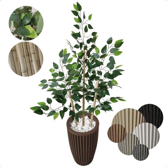 Imagem de Bambu da Sorte Artificial Japones Grande com Vaso Decoração