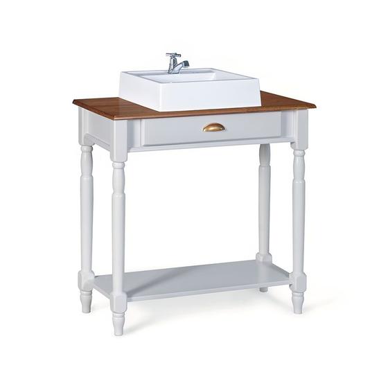 Imagem de Bancada Aparador Mini Lavabo 1 Gaveta e Prateleira com Cuba Linz Móveis