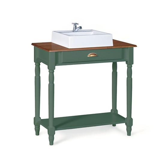 Imagem de Bancada Aparador Mini Lavabo 1 Gaveta e Prateleira com Cuba Linz Móveis