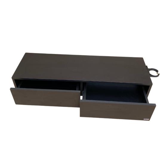Imagem de Bancada Console Barbeiro Salão Preto Com 2 Gavetas