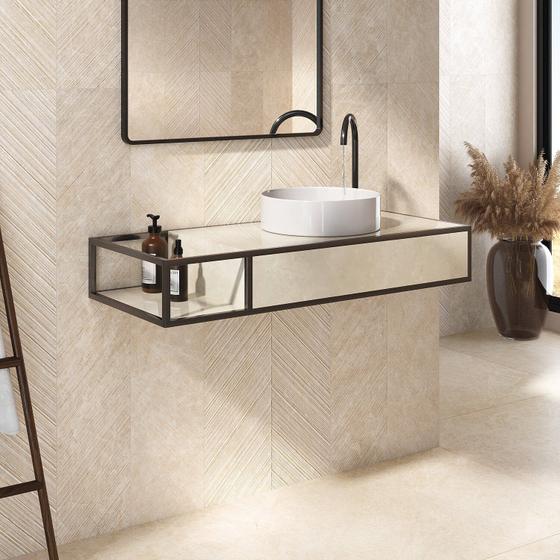 Imagem de Bancada de Porcelanato para Banheiro Alto Padrão Portobello  100x42x16cm