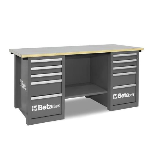 Imagem de Bancada de Trabalho Madeira Cinza com Gaveteiros Painel de Ferramenta com Fechadura C57S/C-G Beta