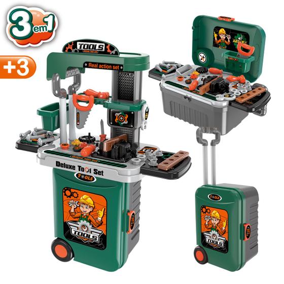 Bancada Maleta de Ferramentas Infantil Completa Deluxe Tools Oficina Com Acessórios Replay Kids Menor preço em Bancada Maleta de Ferramentas Infantil Completa Deluxe Tools Oficina Com Acessórios Replay Kids