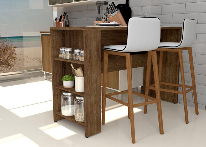 Bancada Mesa Gourmet para Cozinha 150cmx97cm com 3 Prateleiras Suprema ...
