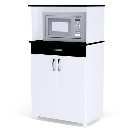 Imagem de Bancada para Micro-ondas com 2 Portas Cassandra Branco Preto