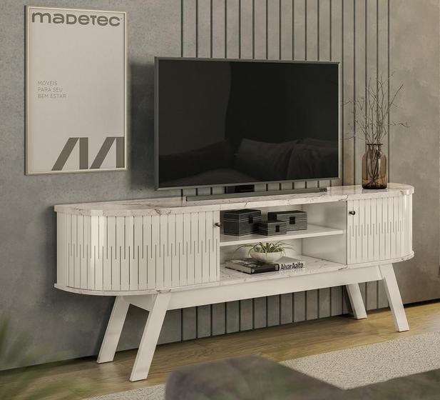 Imagem de Bancada Valência Com Pés Palito 183m x 69cm Calacata Off White Madetec 