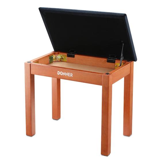 Imagem de Banco de Piano com Armazenamento e Teclado de Madeira Maciça - com Almofada