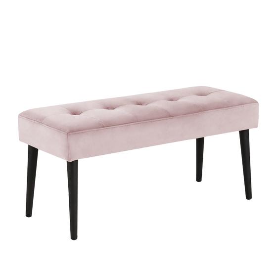 Imagem de Banco Estofado Theo 1,40m Suede Rosa Bebe - Inova Decor