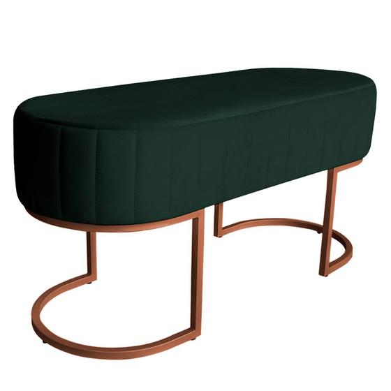 Imagem de Banco Recamier Estofado Luana Base Bronze Veludo Verde - Montanaris Decor