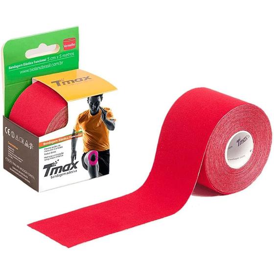 Imagem de Bandagem Elástica Adesiva Funcional Kinesio TMAX Vermelha
