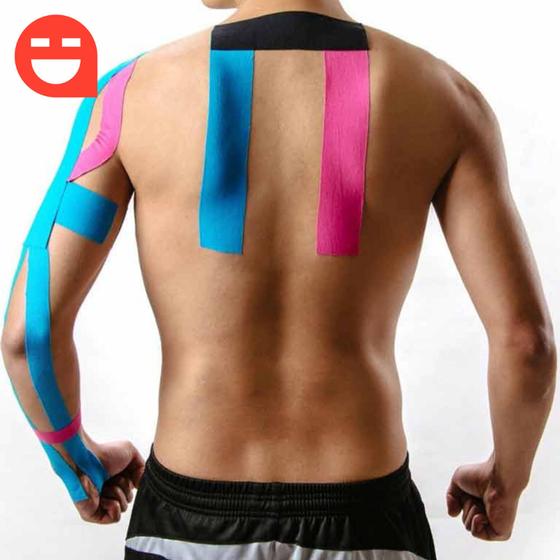 Imagem de Bandagem Elástica Fita Kinesio Tape Fisioterapia Alivia a Dor Lesão Muscular Atleta 5cm X 5m
