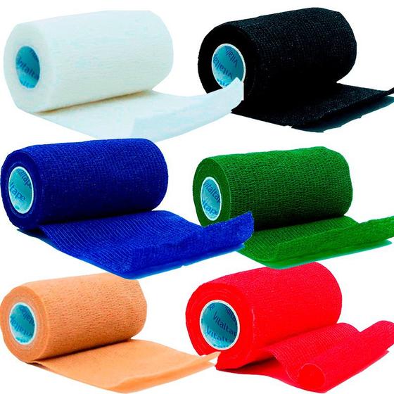 Imagem de Bandagem Faixa Elástica Flexivel  Adesiva Fita Tape Atadura Resistente Ortopédica Várias Cores 10cm x 4,5 metros