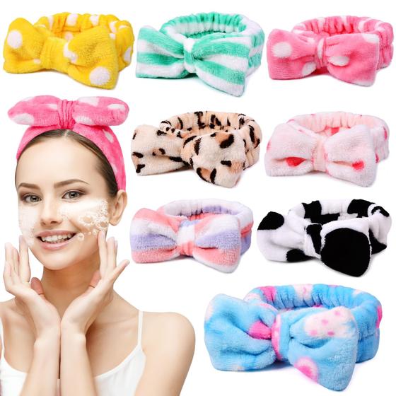 Imagem de Bandana de spa UMIKU para mulheres, lã coral, pacote com 8, multicolorida