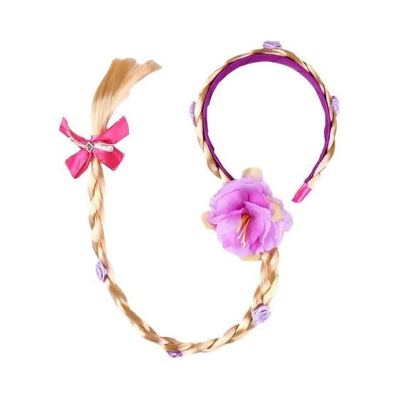 Imagem de Bandana de Tecelagem com Flores para Meninas - Acessório de Princesa em Rosa, Azul e Roxo