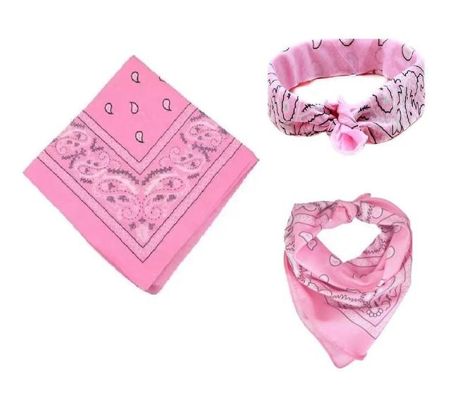 Imagem de Bandana Faixa Lenço Cabelo Rosa Claro Unissex Poliéster