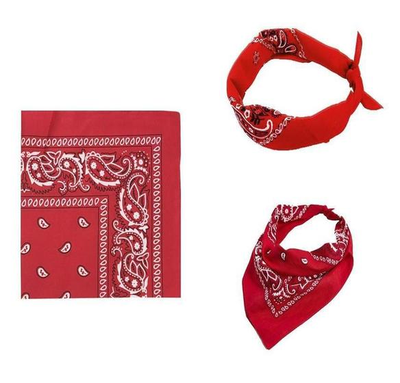 Imagem de Bandana Faixa Lenço Cabelo Vermelho Unissex Poliéster