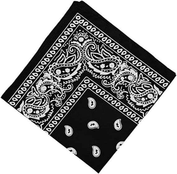 Imagem de Bandana Faixa Lenço Preto Cabelo Unissex Poliéster