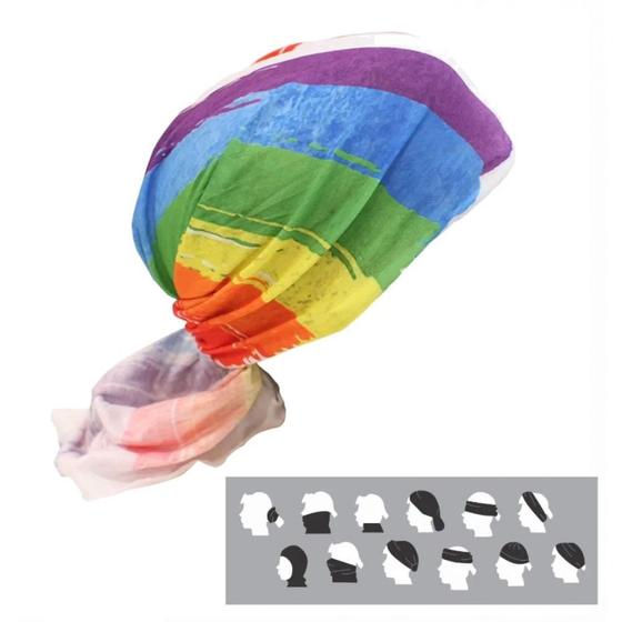 Imagem de Bandana Mascara Faixa Tam Unico Modelo Arco-iris com Protecao Solar Uv 50+ Nautika