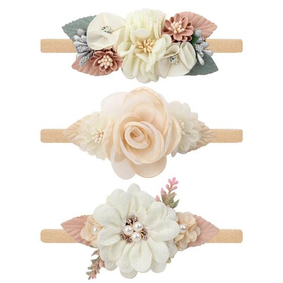 Imagem de Bandanas de flores para bebês e meninas, conjunto de 3 Eforcase