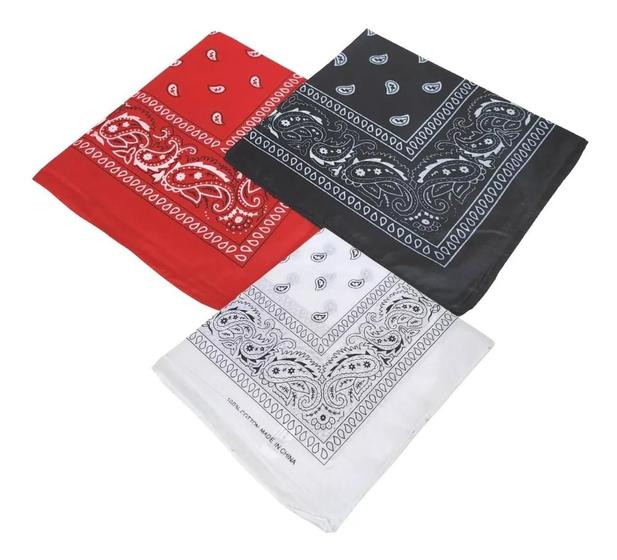 Imagem de Bandanas Rock Lenco Estampado Moda Kit Com 3 Bandanas