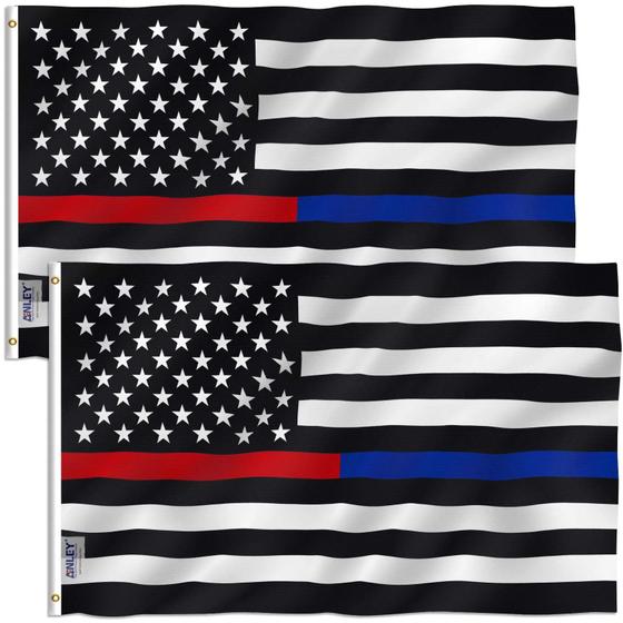 Imagem de Bandeira Anley Fly Breeze Thin Blue Line e Red Line USA 90x150