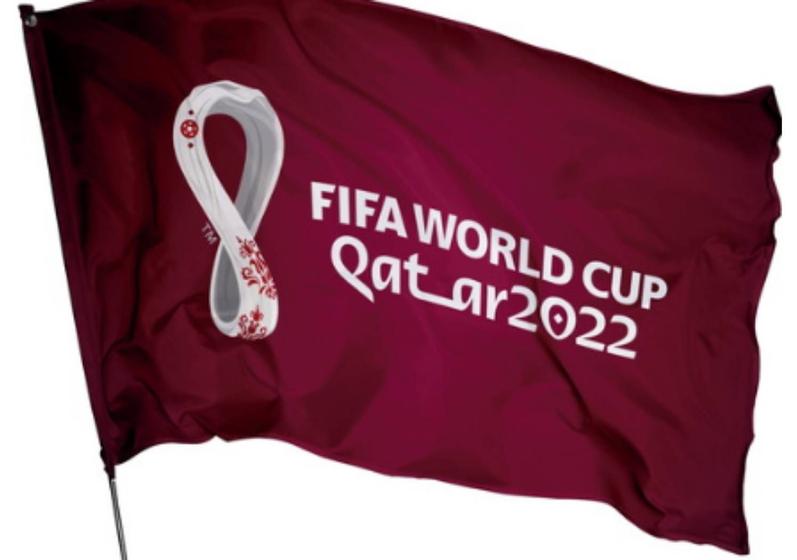Imagem de Bandeira Copa do Mundo Catar Qatar 2022 Estampada Dupla face 0,70 X 1,00m