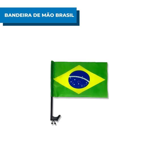 Imagem de Bandeira De Mão Brasil Tecido 34x 22cm Vidro de Carro Janela Torcedor Futebol Seleção Brasileira 