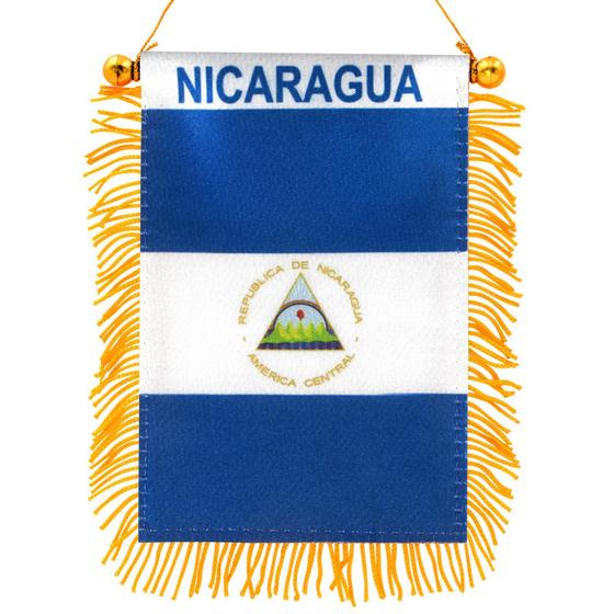 Imagem de Bandeira de Mesa do Nicarágua Anley 10x15cm com Franjas